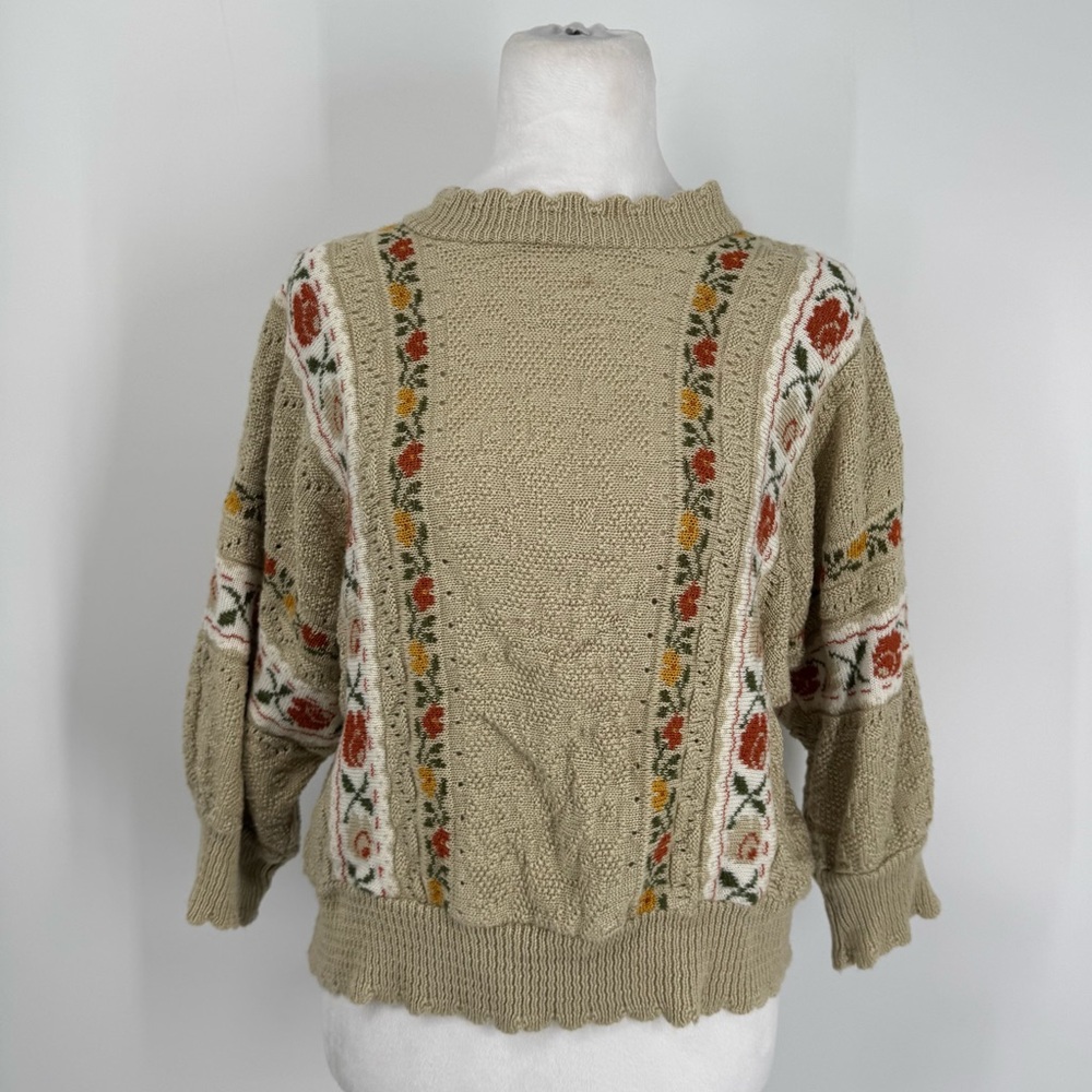 Vintage Floral Knitted Sweater Top